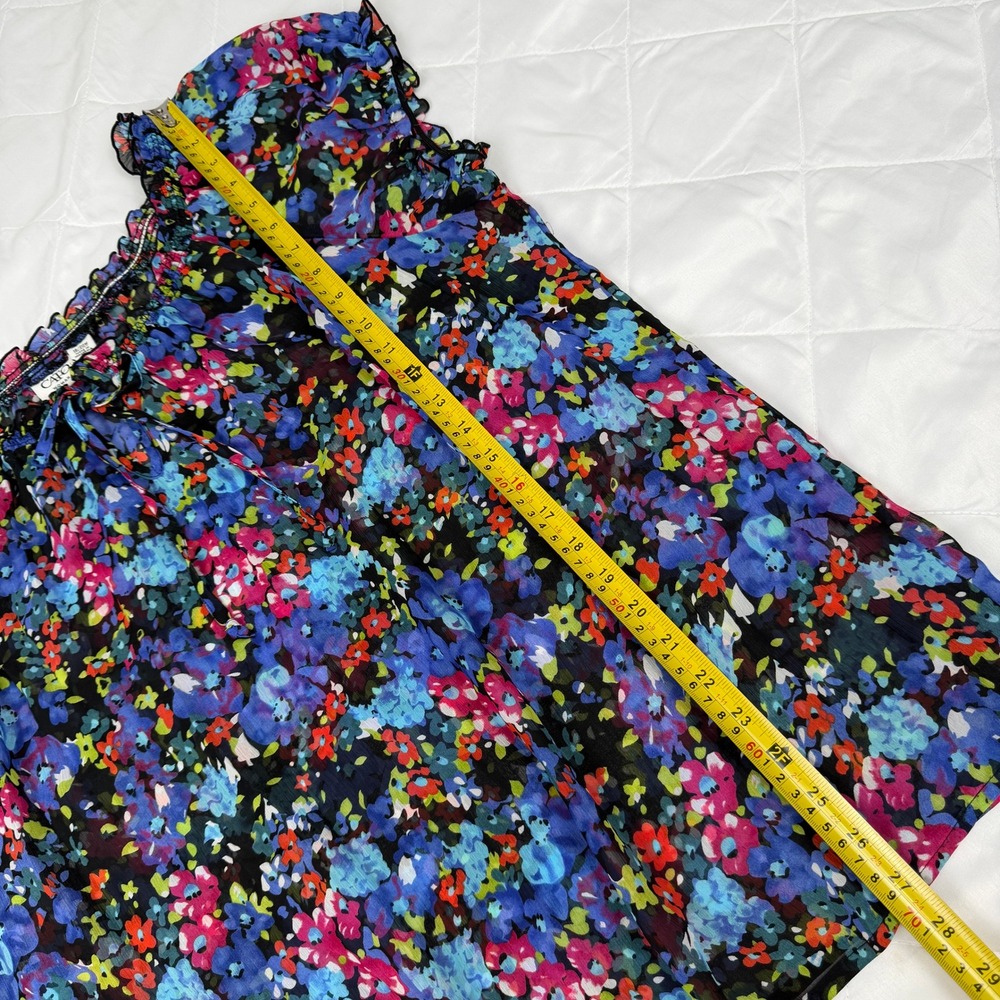 Cato Woman Floral Peasant Top 18/20W Multi Color Sheer Flutter Sleeve Blouse - Picture 10 of 12